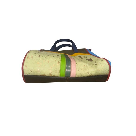 Hayes Sustainable One of a Kind Leather Tote Bag Purse Colorful Patchwork Artsy - Picture 5 of 12